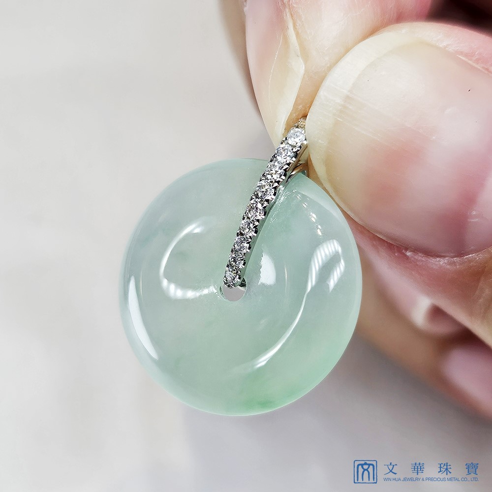 冰芙蓉綠平安扣鑽墜