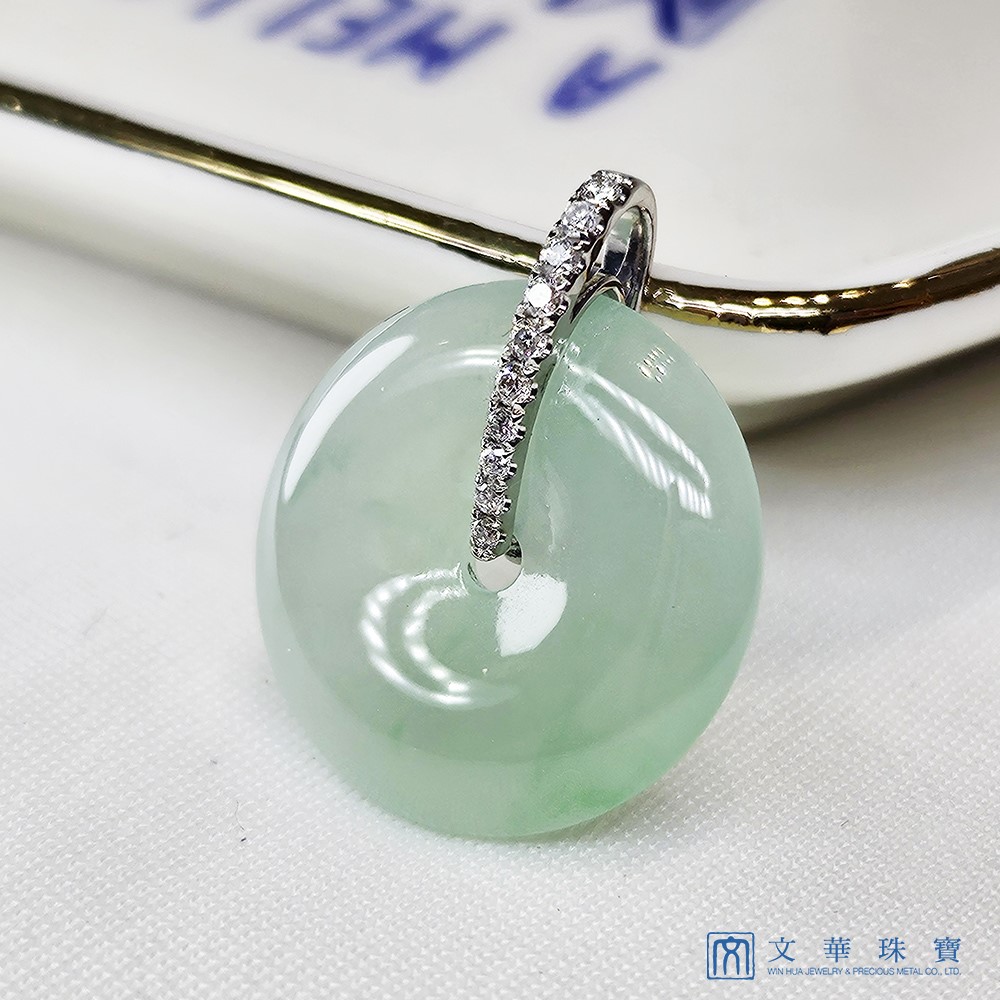冰芙蓉綠平安扣鑽墜