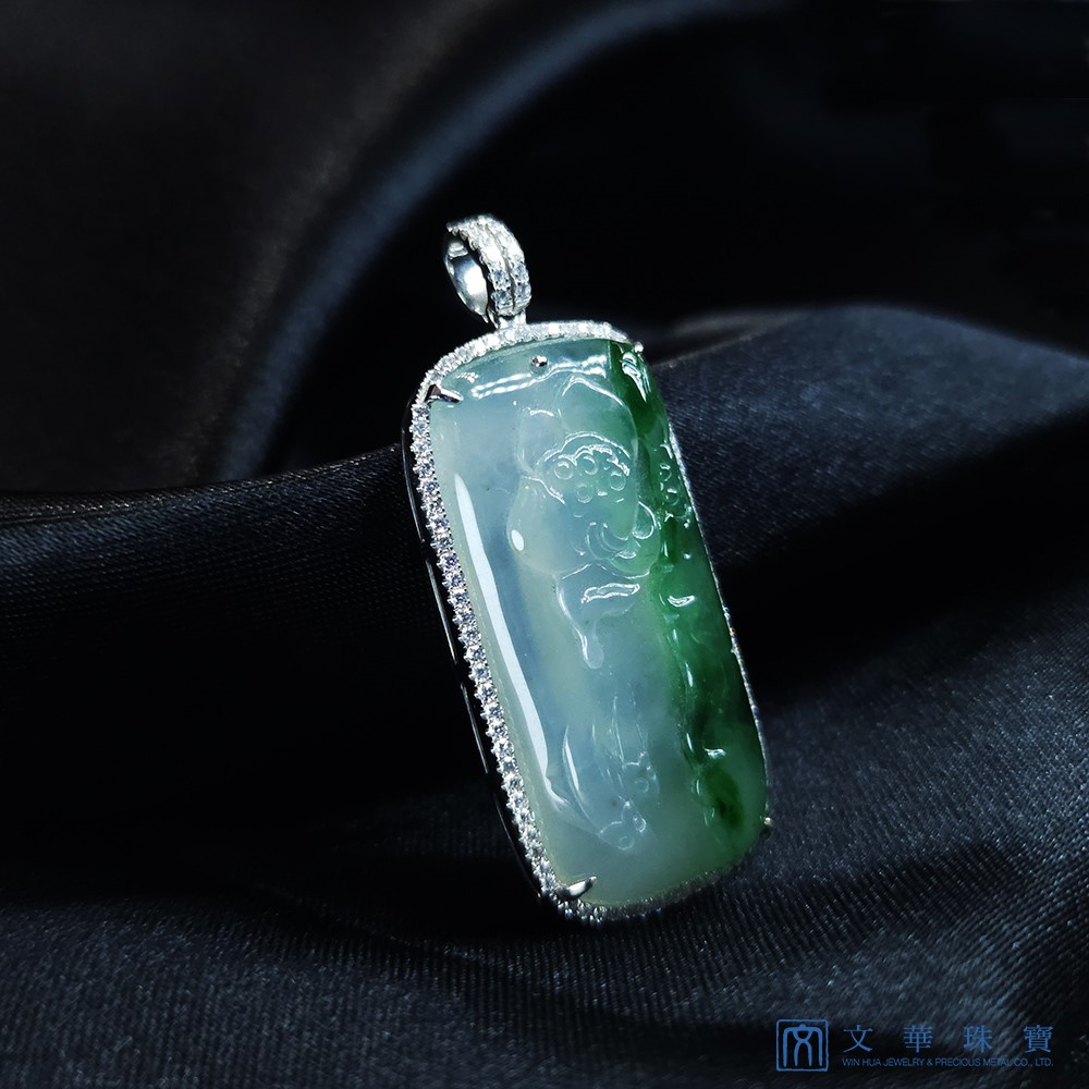 翡翠錦鯉蓮池玻璃種玉墜 (已售出)