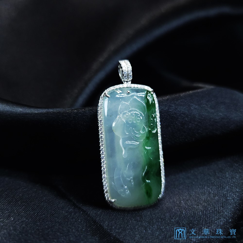 翡翠錦鯉蓮池玻璃種玉墜 (已售出)