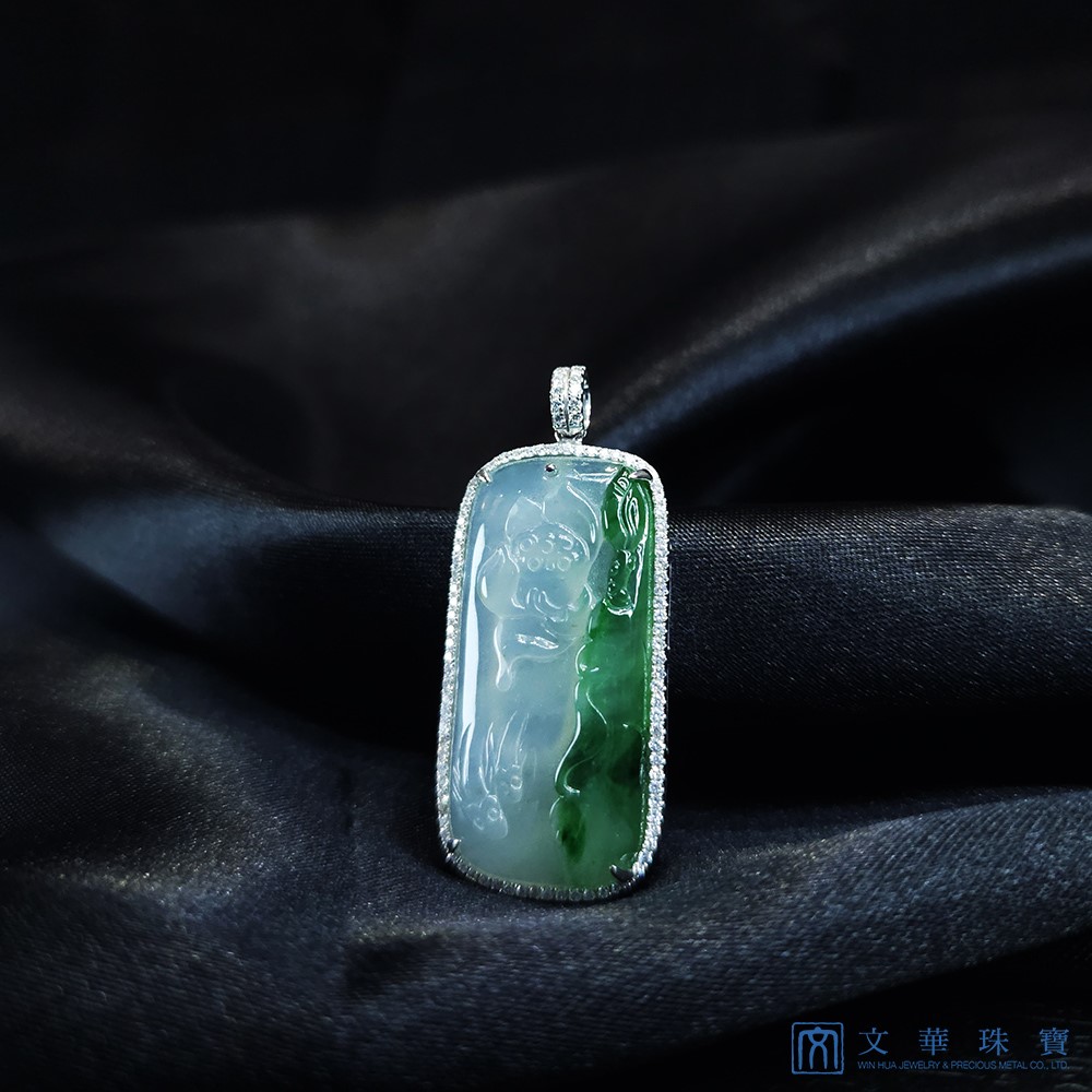 翡翠錦鯉蓮池玻璃種玉墜 (已售出)