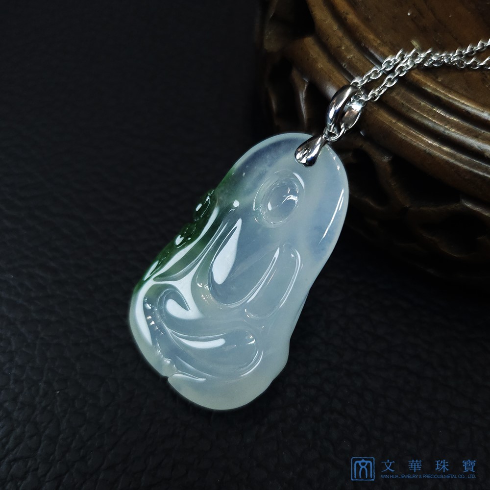 玻璃種帶翠綠素衣觀音 附中國寶石證書