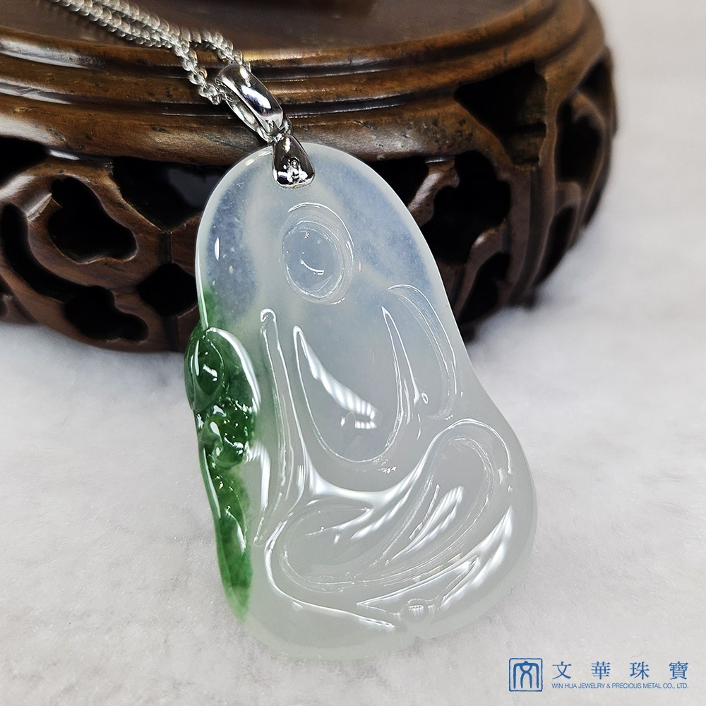 玻璃種帶翠綠素衣觀音 附中國寶石證書