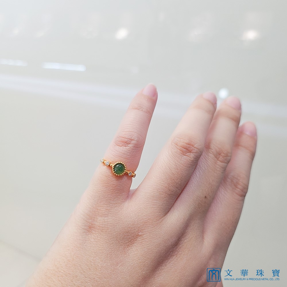 翡翠小綠蛋黃K戒指 國際圍9號(已售出)