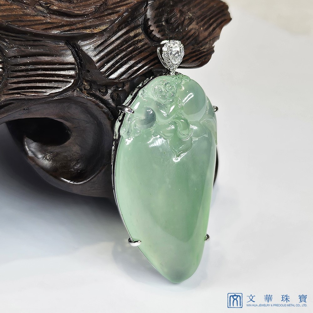 翡翠玉猴蟠桃玉墜(已售出)