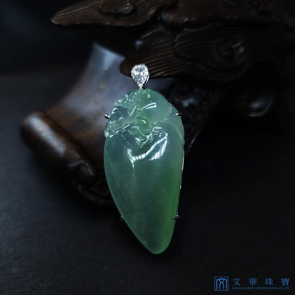 翡翠玉猴蟠桃玉墜(已售出)