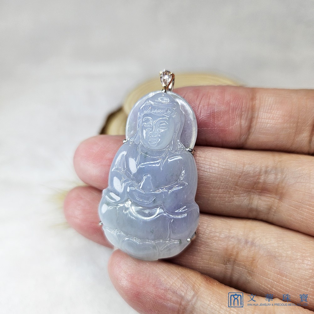 冰紫觀音玉墜 粉紅鑽墜頭