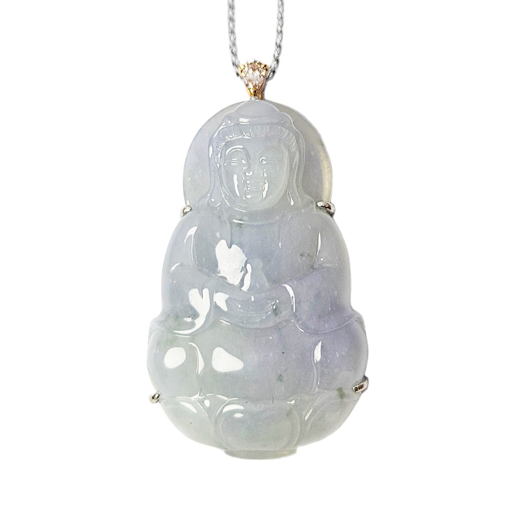 冰紫觀音玉墜 粉紅鑽墜頭