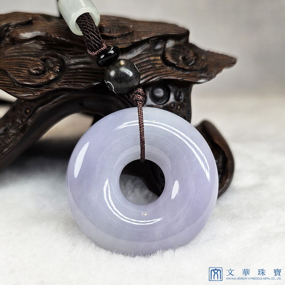 厚莊雅紫翡翠玉圈項鍊 贈精美中國繩乙入(已售出)