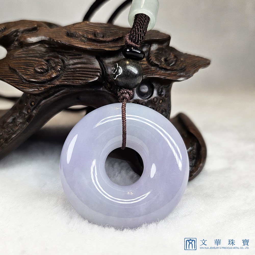 厚莊雅紫翡翠玉圈項鍊 贈精美中國繩乙入(已售出)