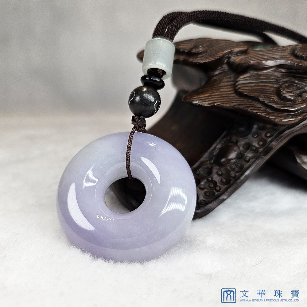 厚莊雅紫翡翠玉圈項鍊 贈精美中國繩乙入(已售出)