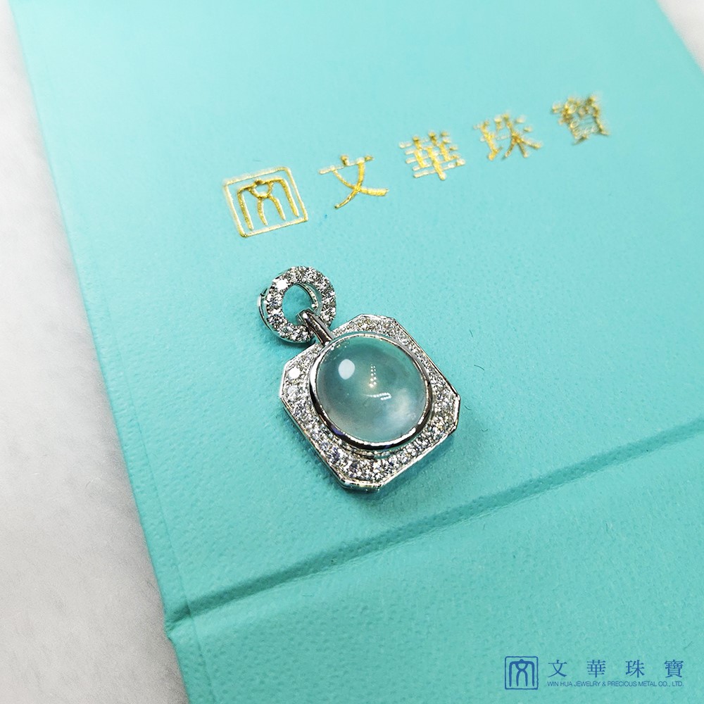 玻璃種蛋面幾何鑽墜(已售出)