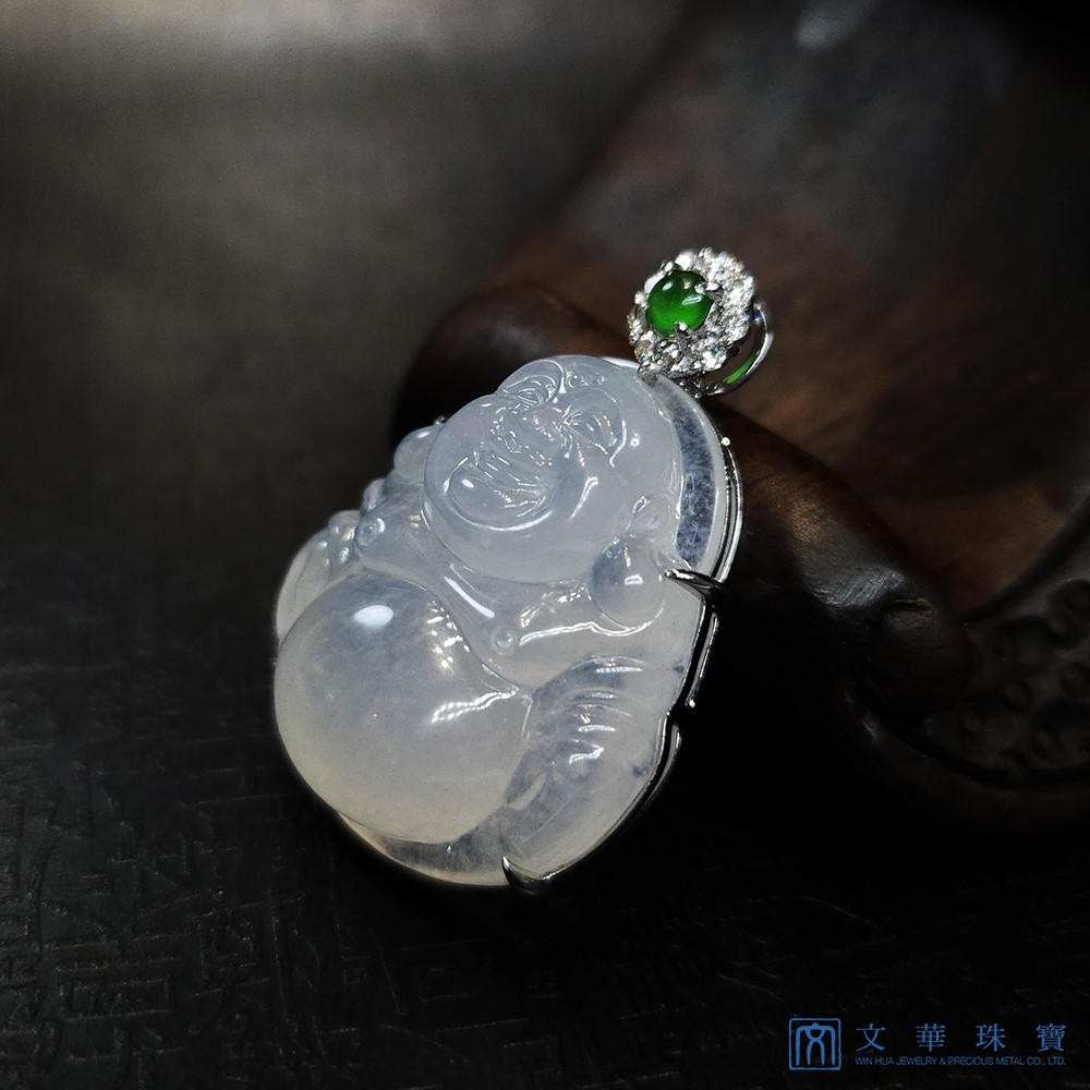 冰種白翡彌勒佛玉墜