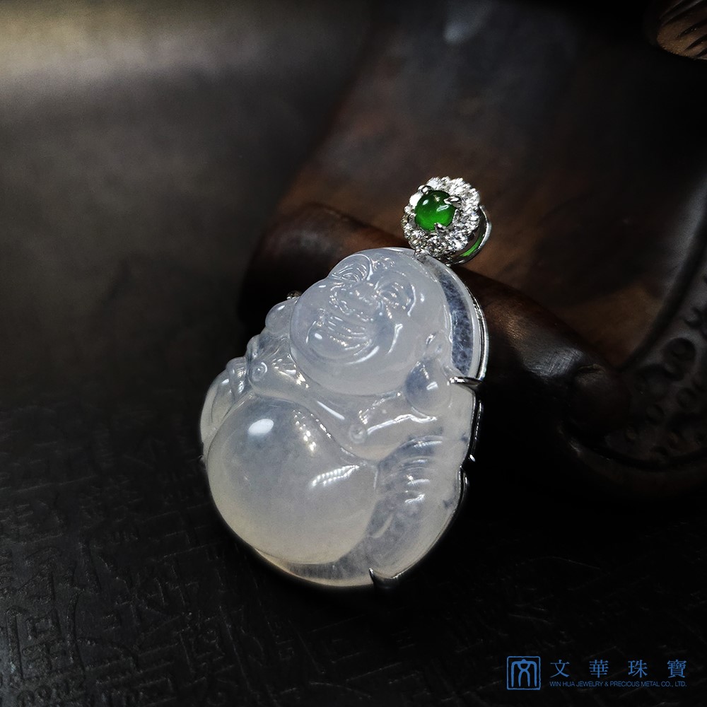 冰種白翡彌勒佛玉墜