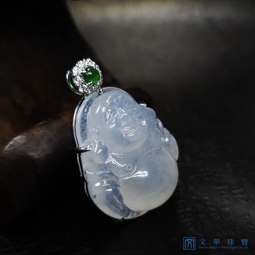 冰種白翡彌勒佛玉墜