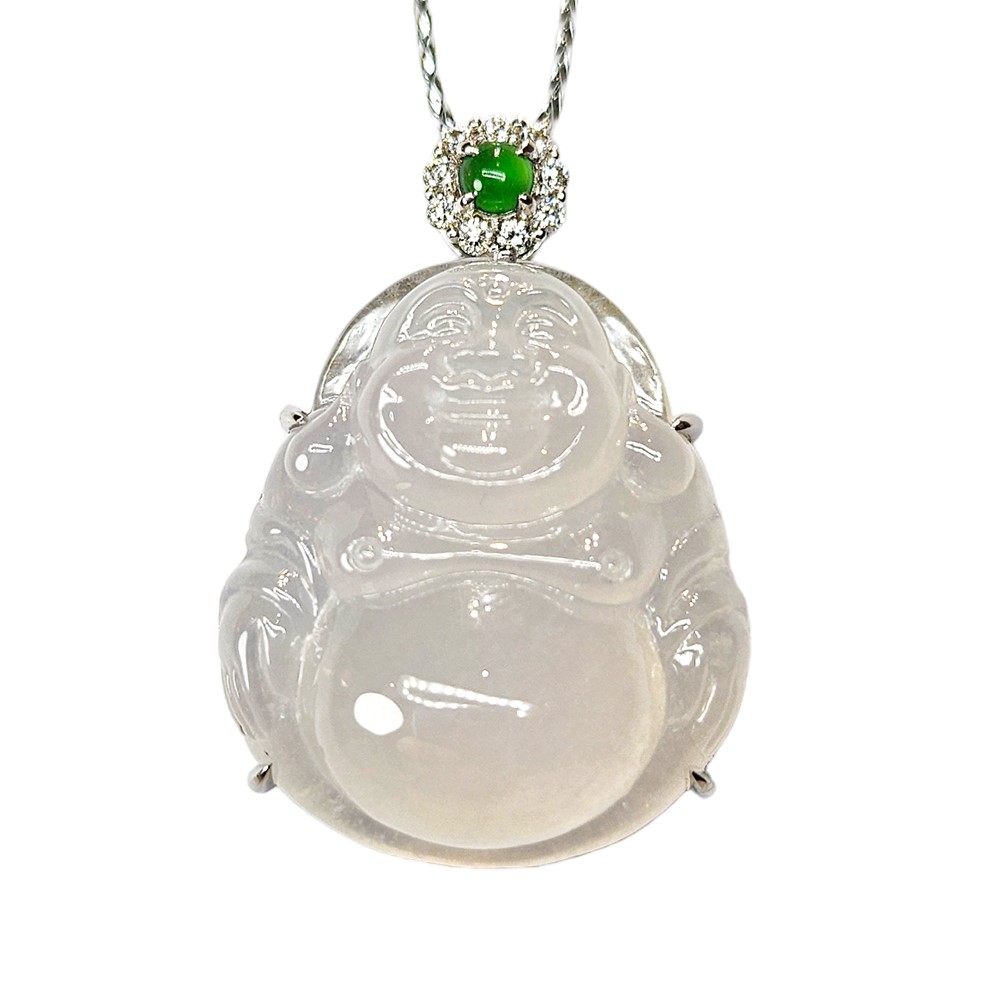 冰種白翡彌勒佛玉墜