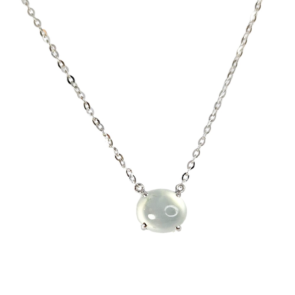 玻璃種蛋面翡翠項鍊 白K金750(已售出)