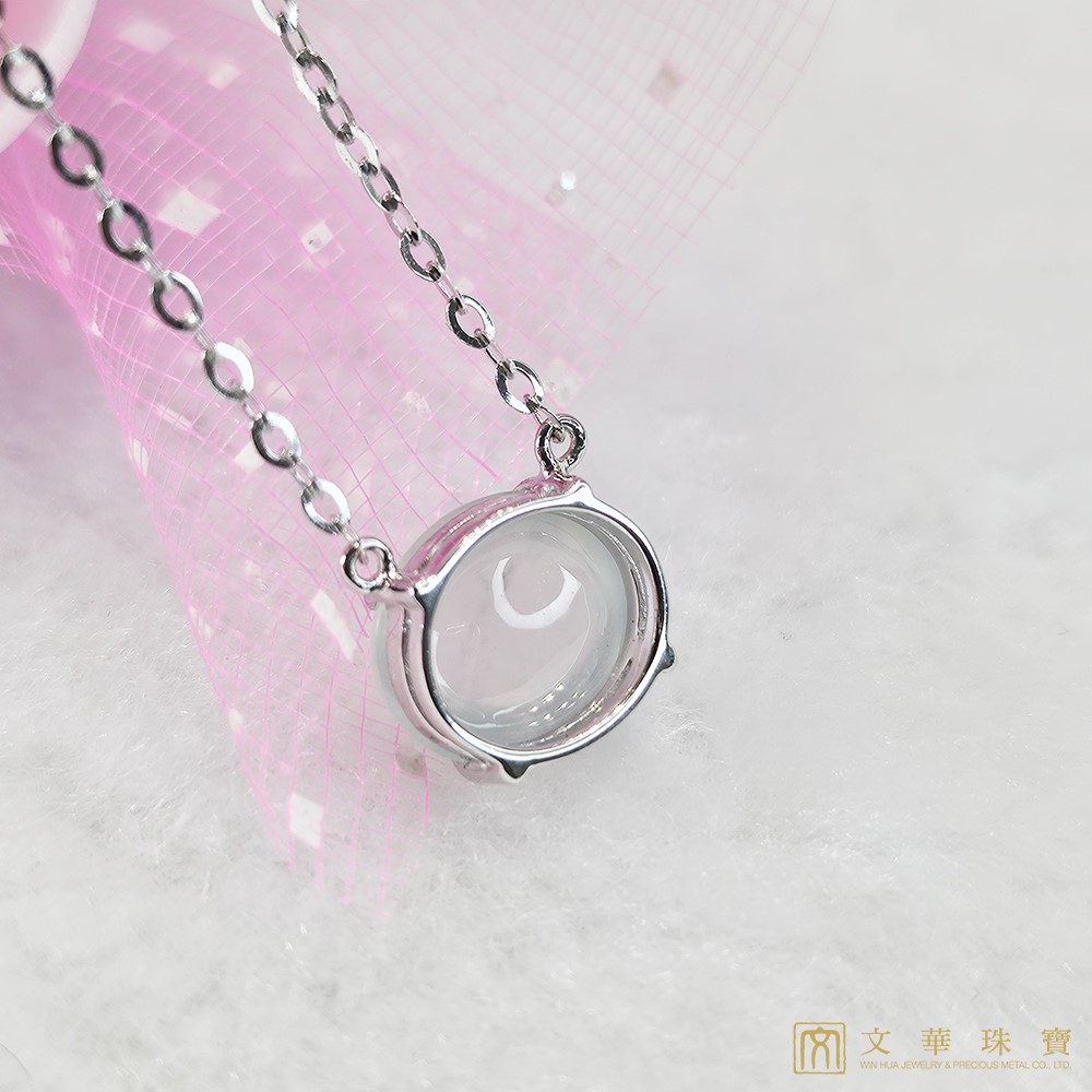 玻璃種蛋面翡翠項鍊 白K金750(已售出)