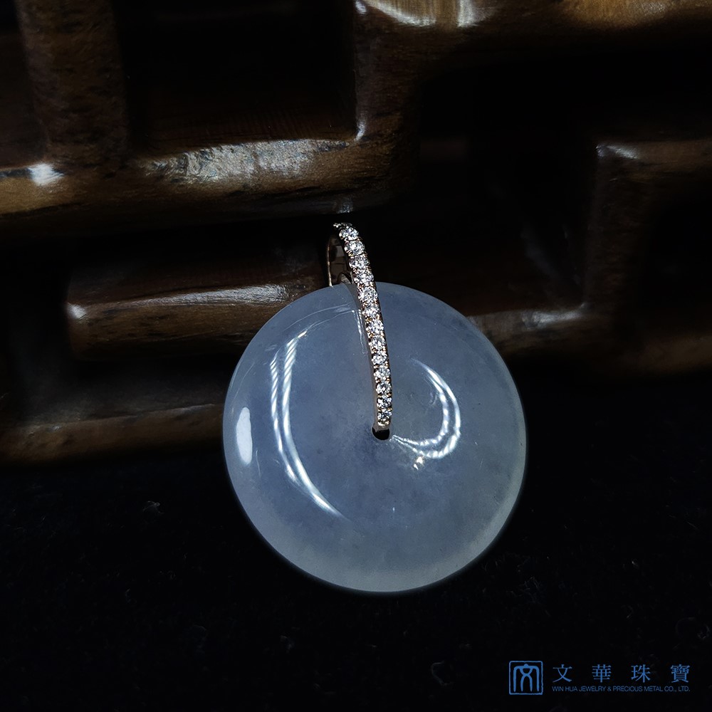 高冰起光玫瑰金平安扣鑽墜