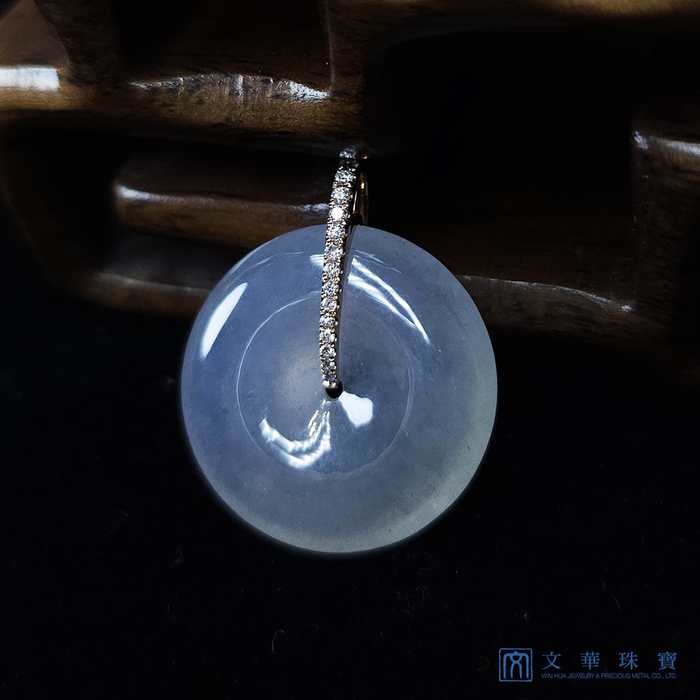 高冰起光玫瑰金平安扣鑽墜