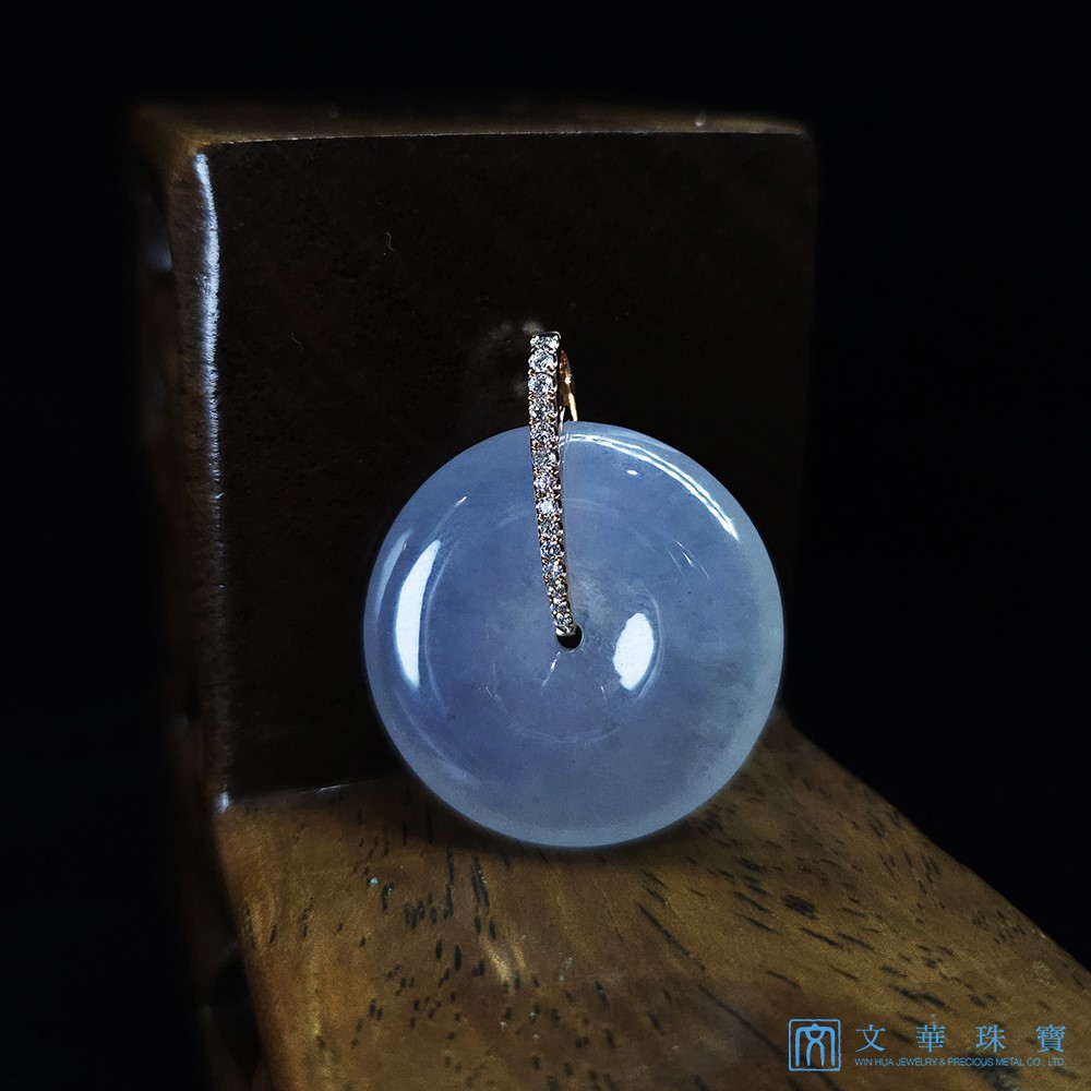 高冰起光玫瑰金平安扣鑽墜