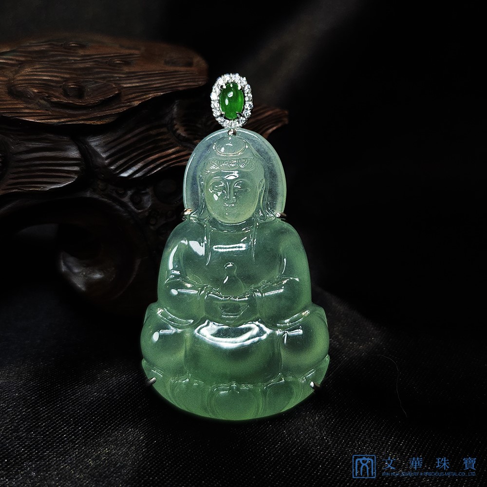 玻璃種蘋果綠觀音玉墜 (中國寶石證書)已售出