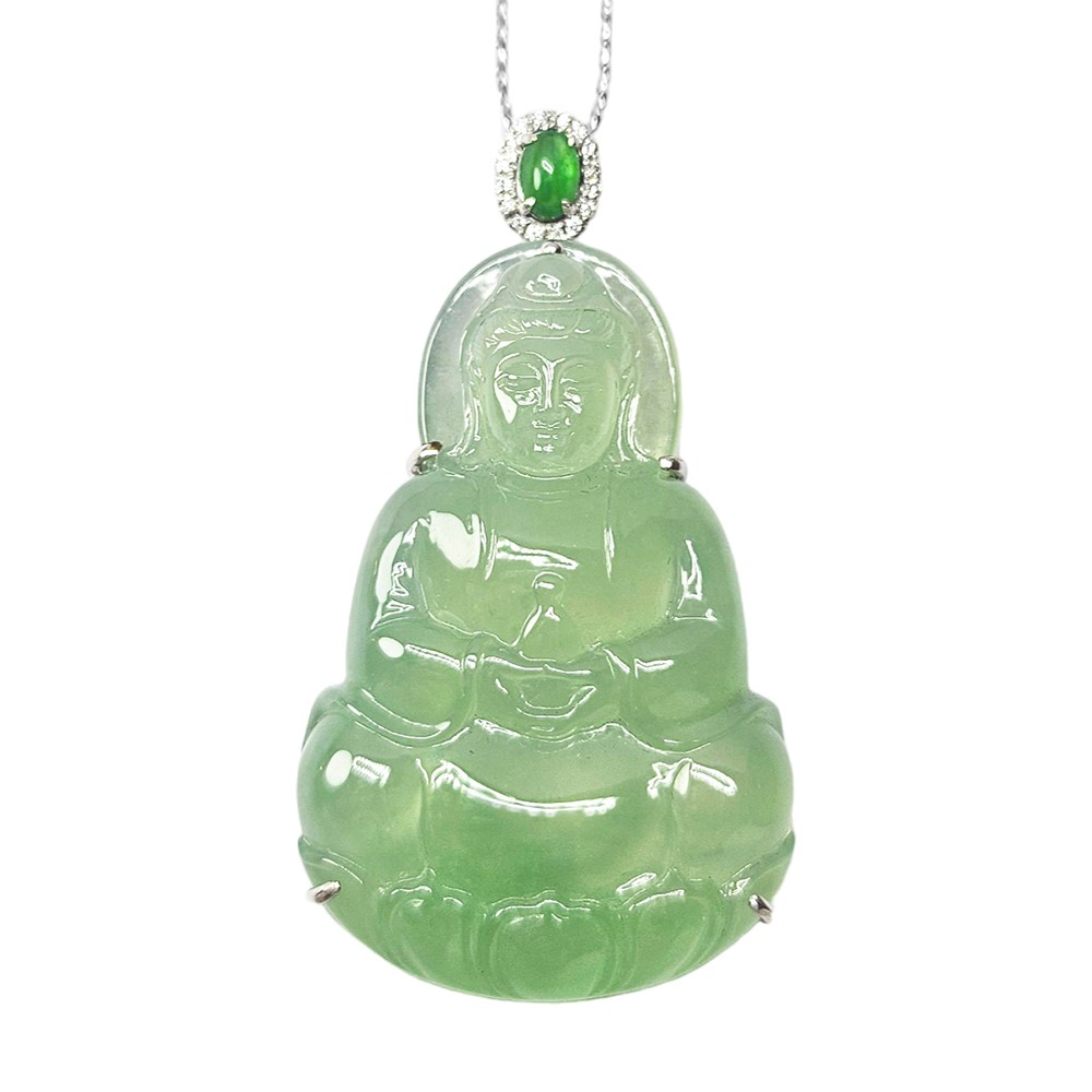 玻璃種蘋果綠觀音玉墜 (中國寶石證書)已售出