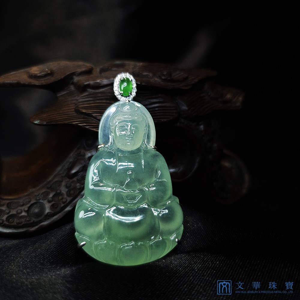 玻璃種蘋果綠觀音玉墜 (中國寶石證書)已售出