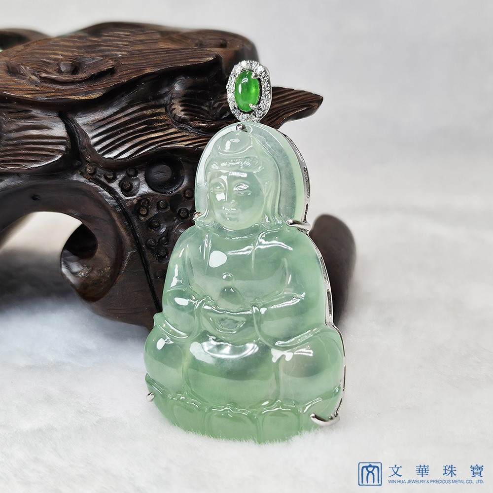 玻璃種蘋果綠觀音玉墜 (中國寶石證書)已售出