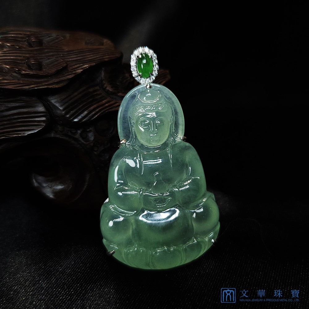 玻璃種蘋果綠觀音玉墜 (中國寶石證書)已售出