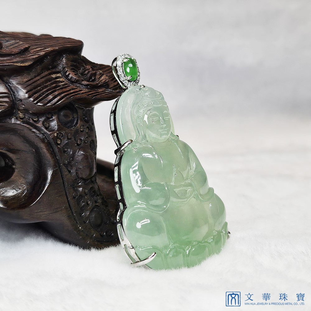 玻璃種蘋果綠觀音玉墜 (中國寶石證書)已售出