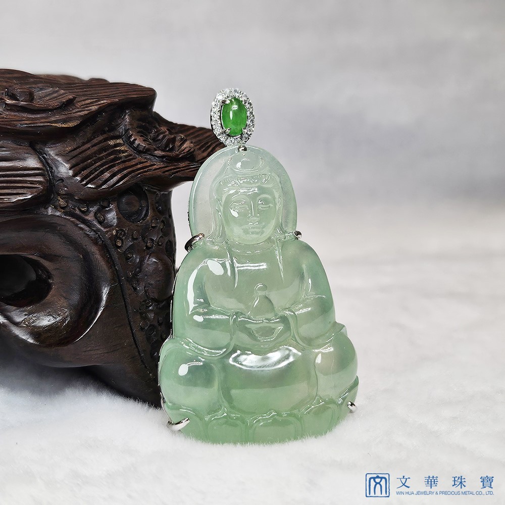 玻璃種蘋果綠觀音玉墜 (中國寶石證書)已售出