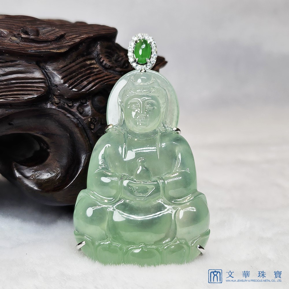 玻璃種蘋果綠觀音玉墜 (中國寶石證書)已售出