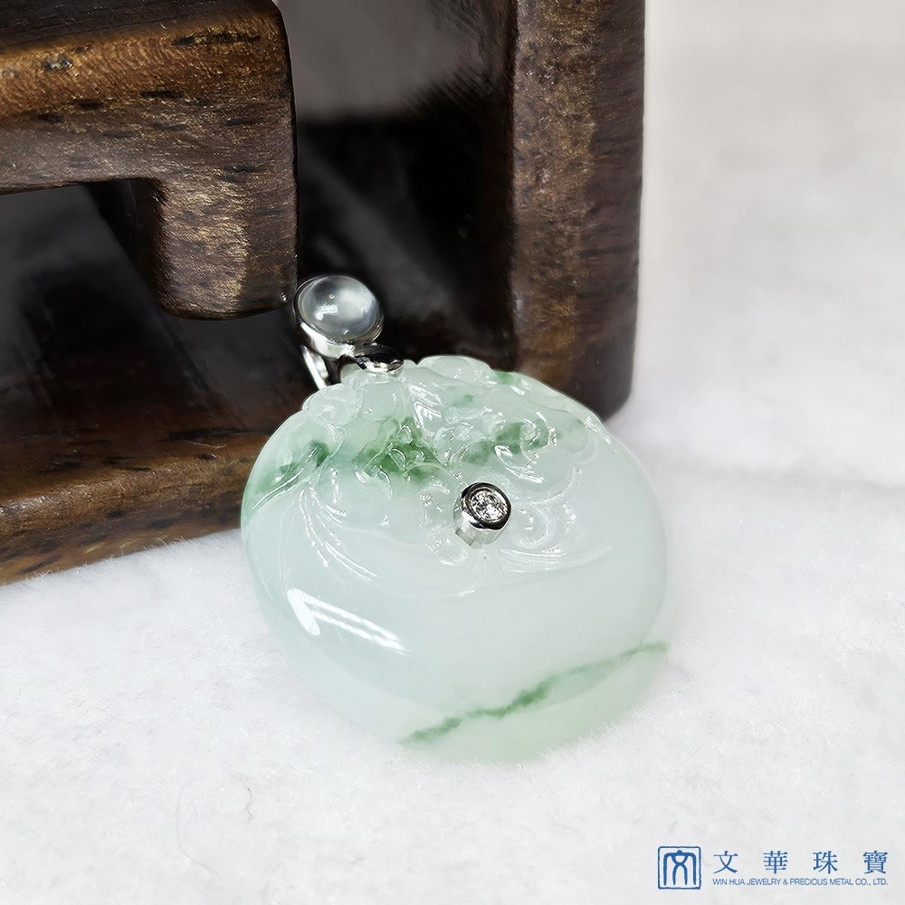 冰糯飄花雙龍玉扣 (已售出)