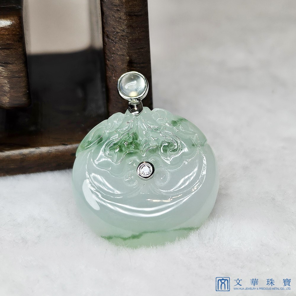 冰糯飄花雙龍玉扣 (已售出)