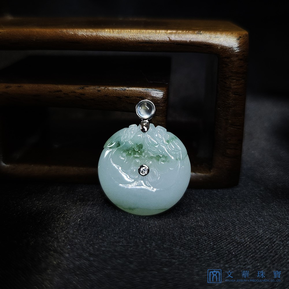 冰糯飄花雙龍玉扣 (已售出)