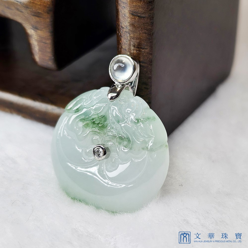 冰糯飄花雙龍玉扣 (已售出)