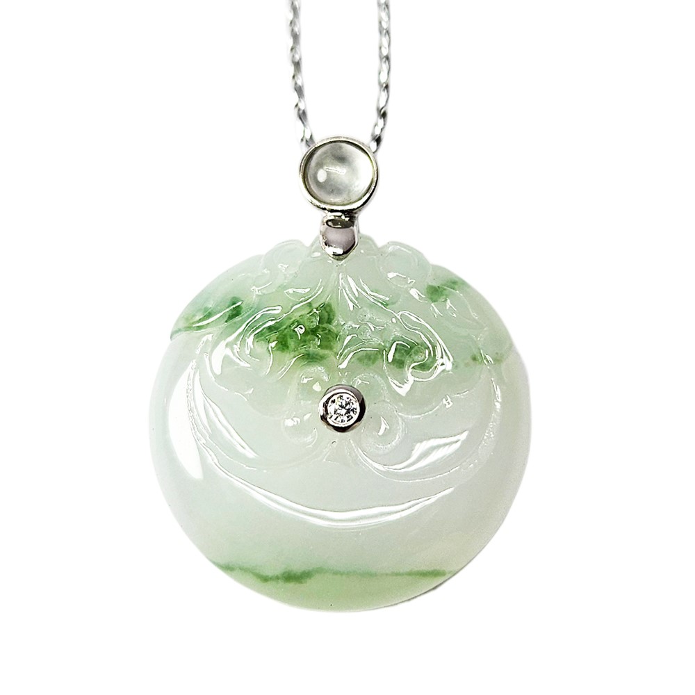 冰糯飄花雙龍玉扣 (已售出)