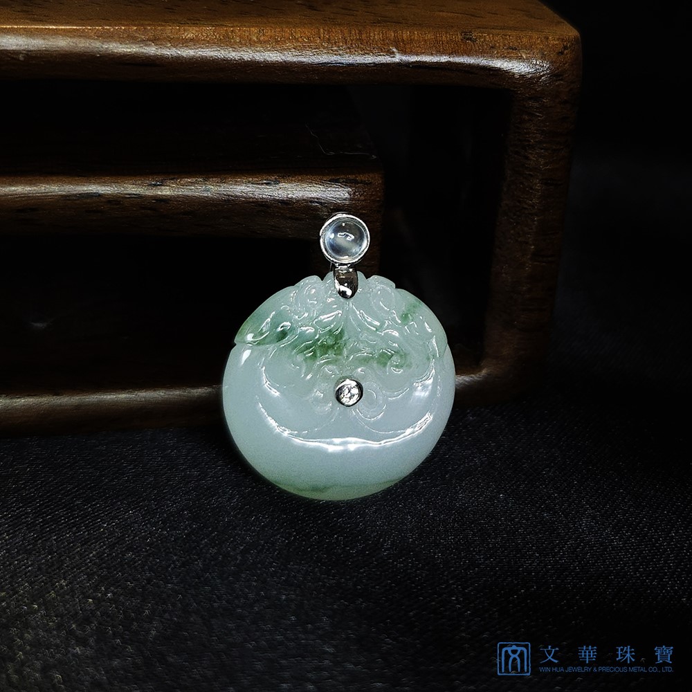 冰糯飄花雙龍玉扣 (已售出)