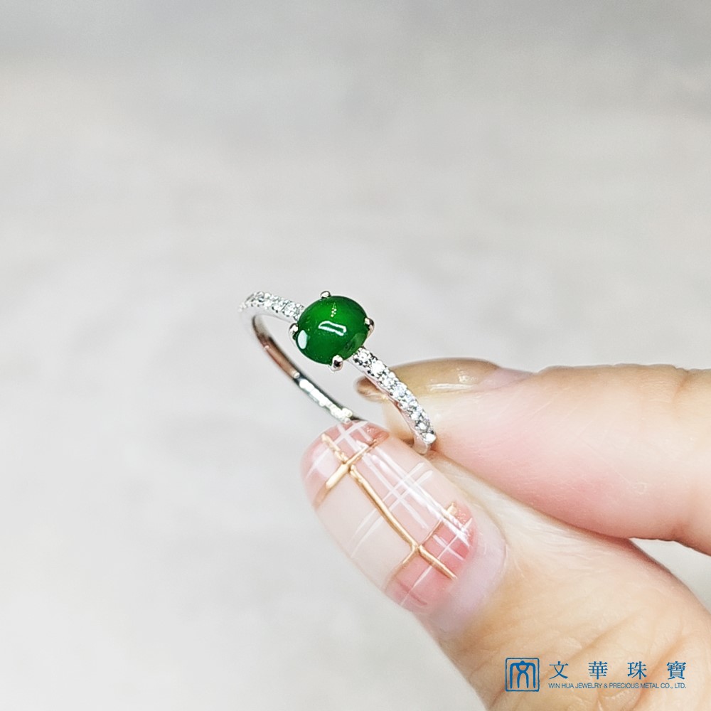 翡翠蛋面經典線戒 國際圍10圍