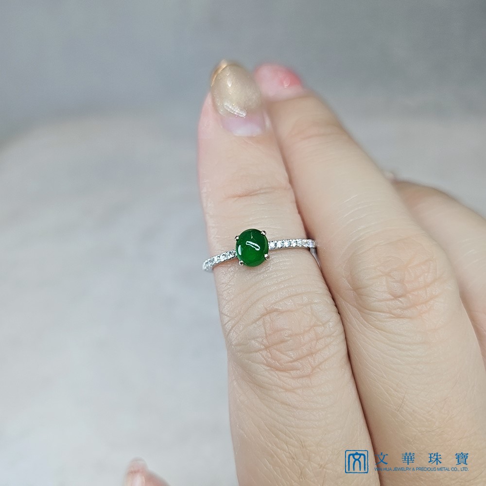 翡翠蛋面經典線戒 國際圍10圍