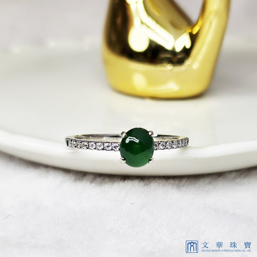 翡翠蛋面經典線戒 國際圍10圍