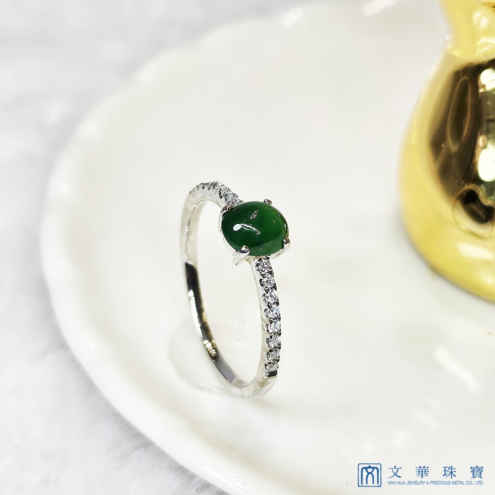 翡翠蛋面經典線戒 國際圍10圍