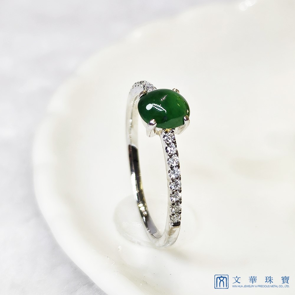 翡翠蛋面經典線戒 國際圍10圍