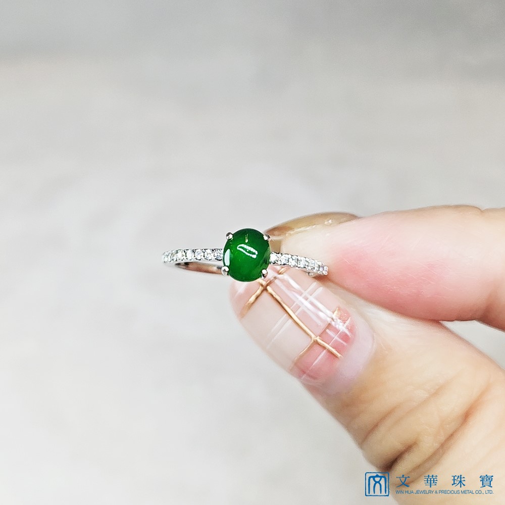 翡翠蛋面經典線戒 國際圍10圍