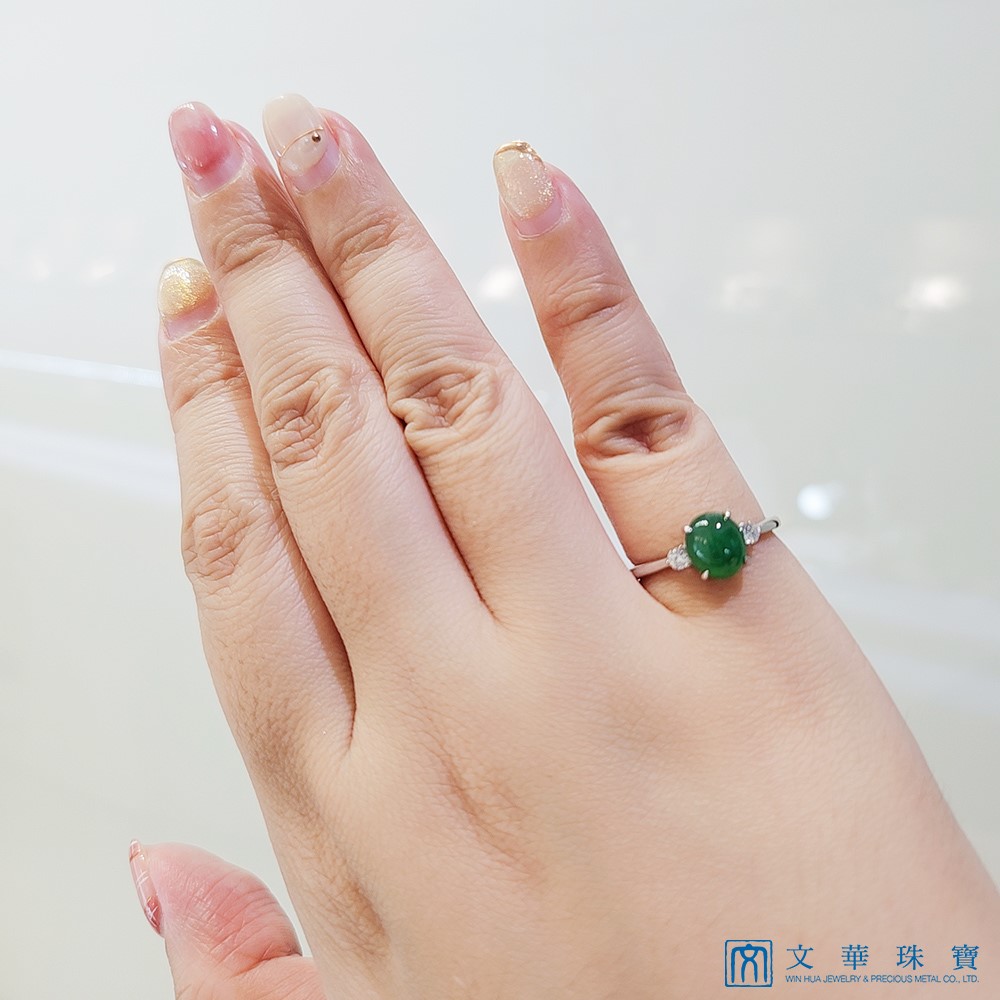 翡翠蛋面簡約戒指 國際圍12圍