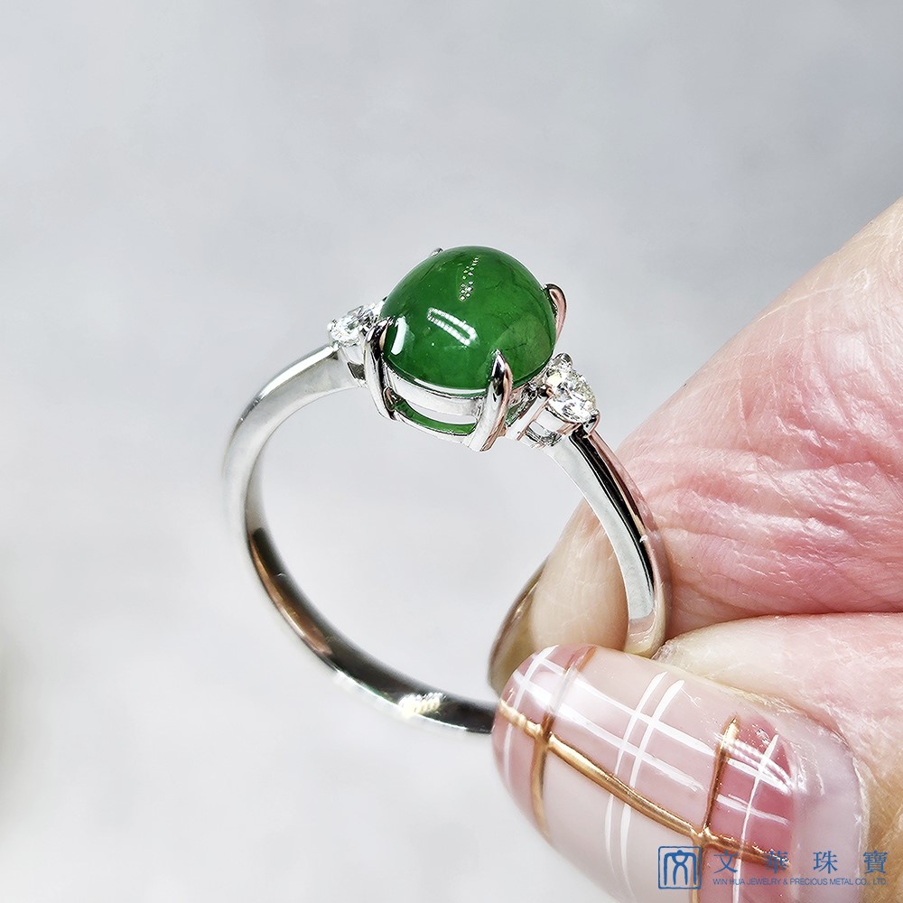 翡翠蛋面簡約戒指 國際圍12圍