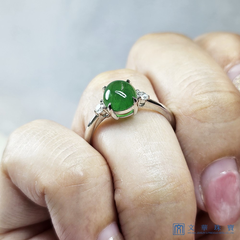翡翠蛋面簡約戒指 國際圍12圍