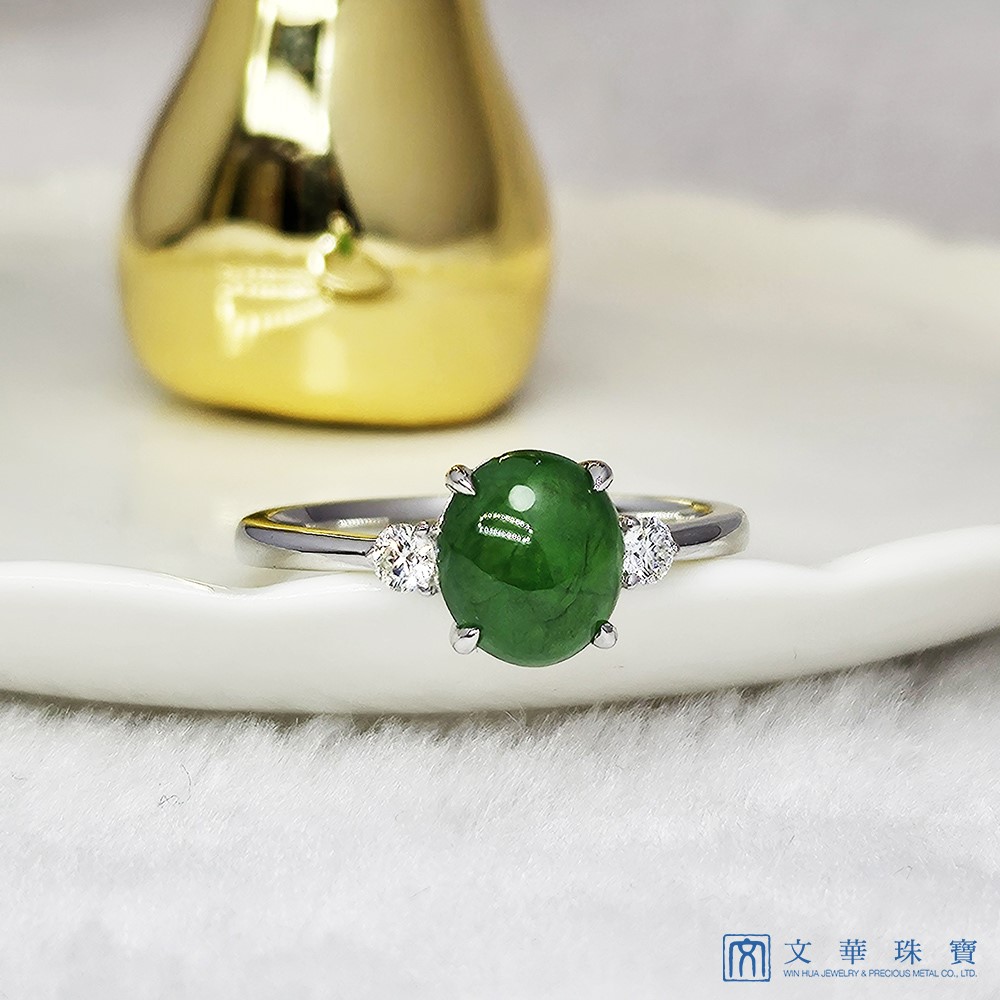 翡翠蛋面簡約戒指 國際圍12圍