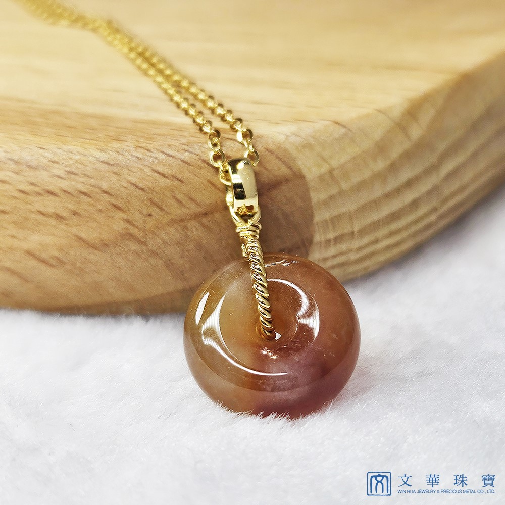 冰種紅翡平安扣黃K玉墜 (已售出)